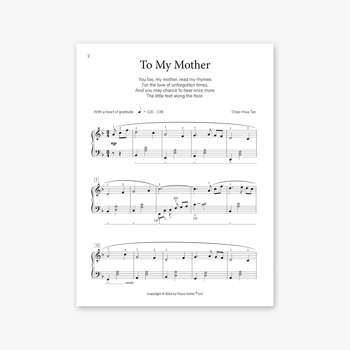 Piano Safari Supplements Sheets Intermediate To My Mother