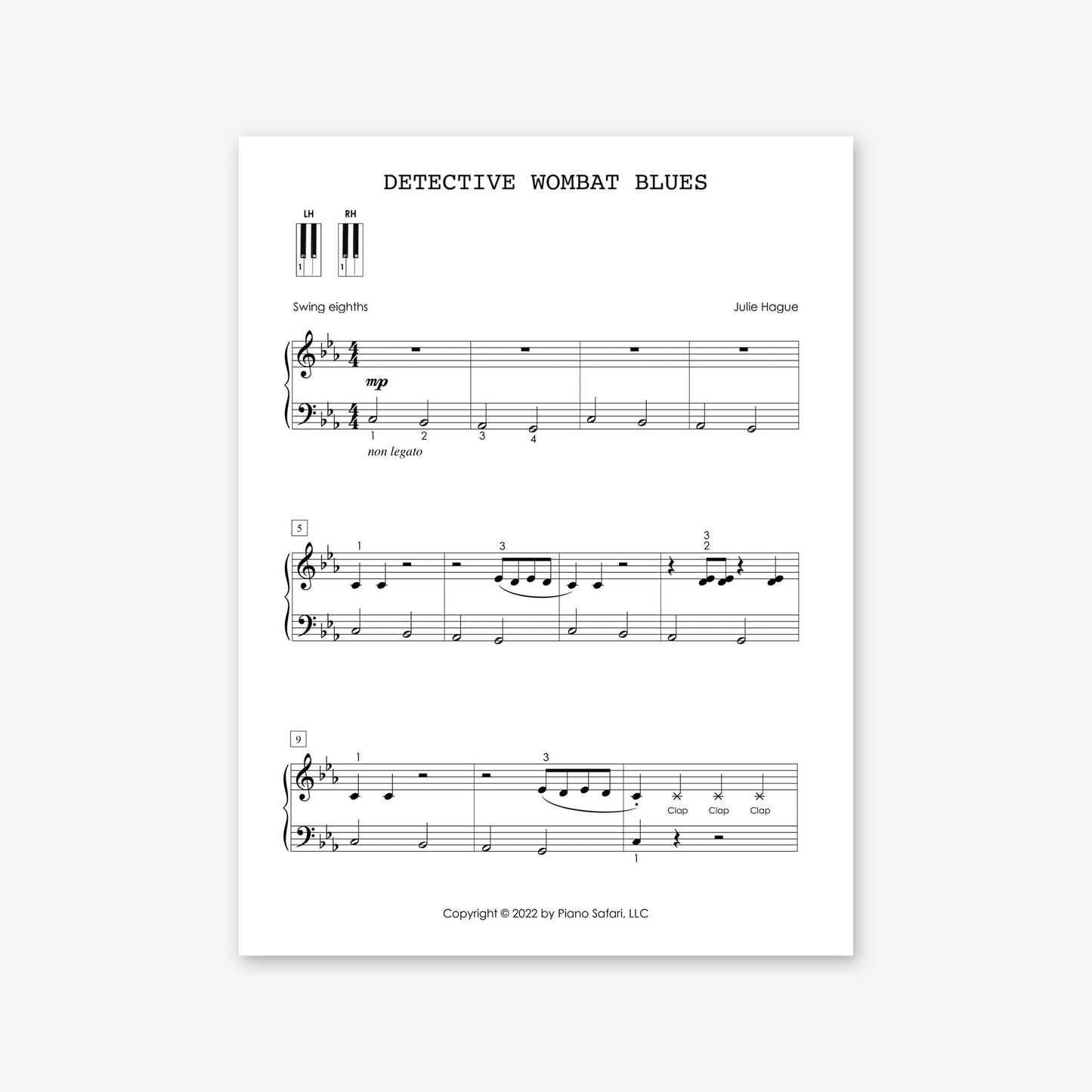 Piano Safari Supplements Sheets Elementary Detective Wombat Blues