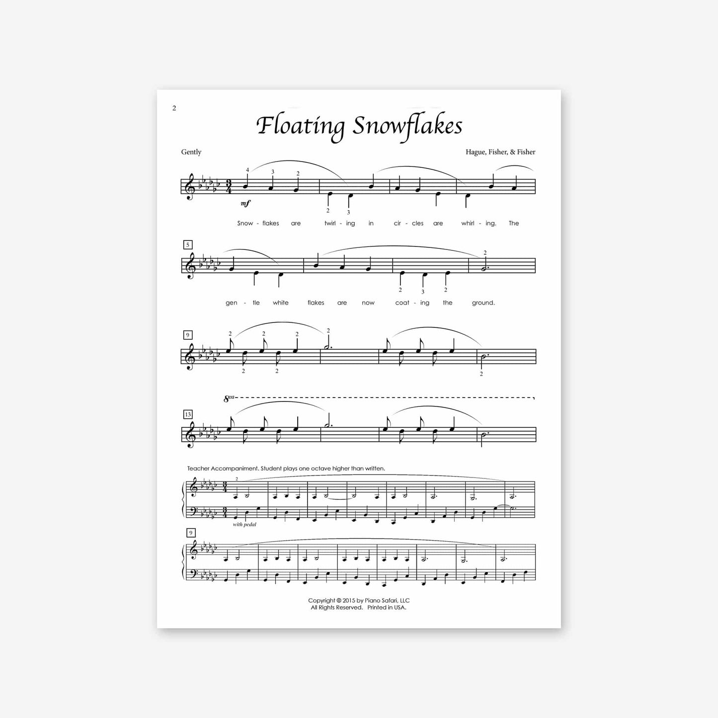 Piano Safari Supplements Sheets Early Elementary Floating Snowflakes