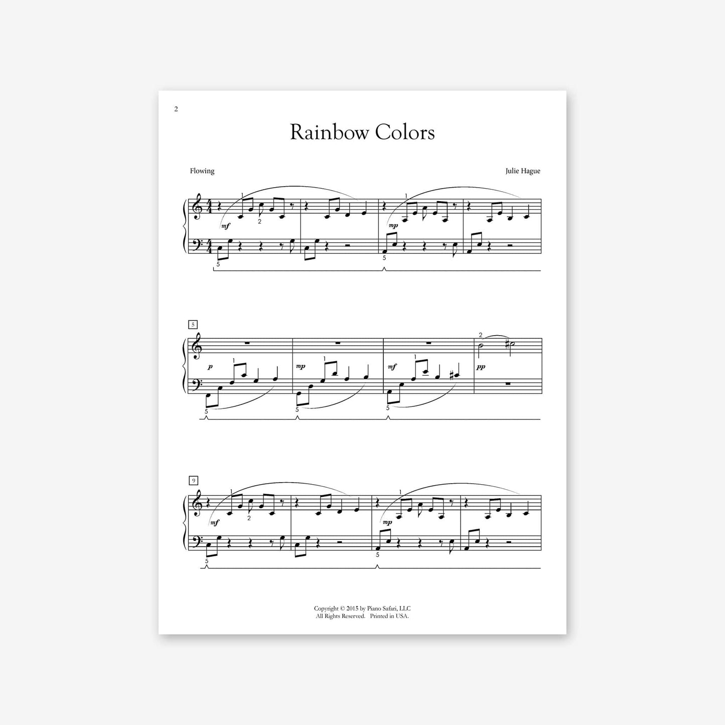 Piano Safari Supplements Sheets Elementary Rainbow Colors