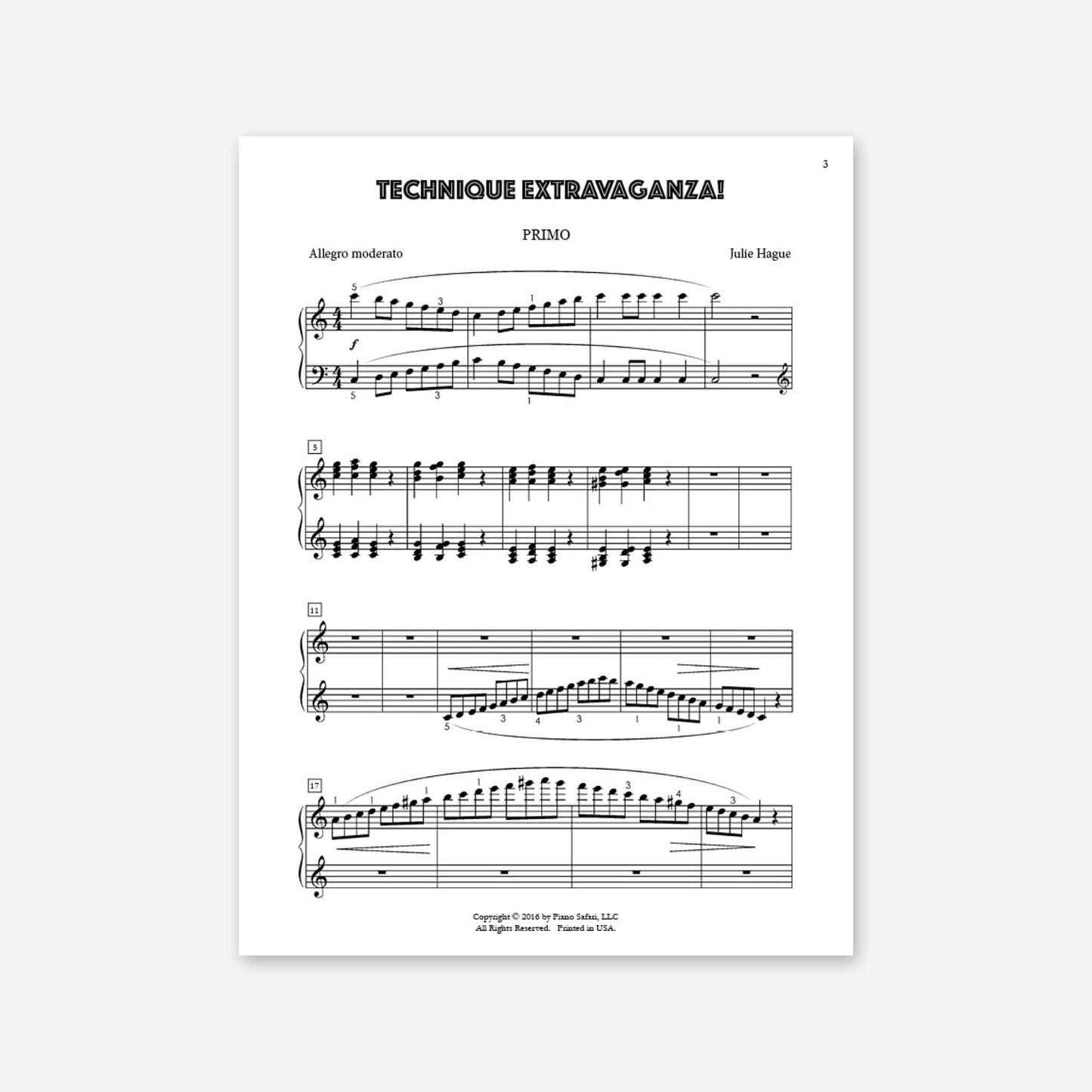 Piano Safari Supplements Sheets Intermediate Technique Extravaganza