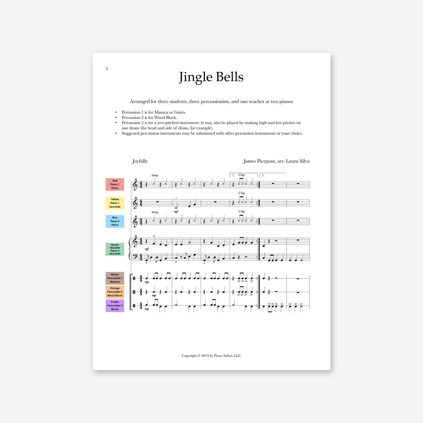 Piano Safari Supplements Ensembles Elementary Holiday Jingle Bells