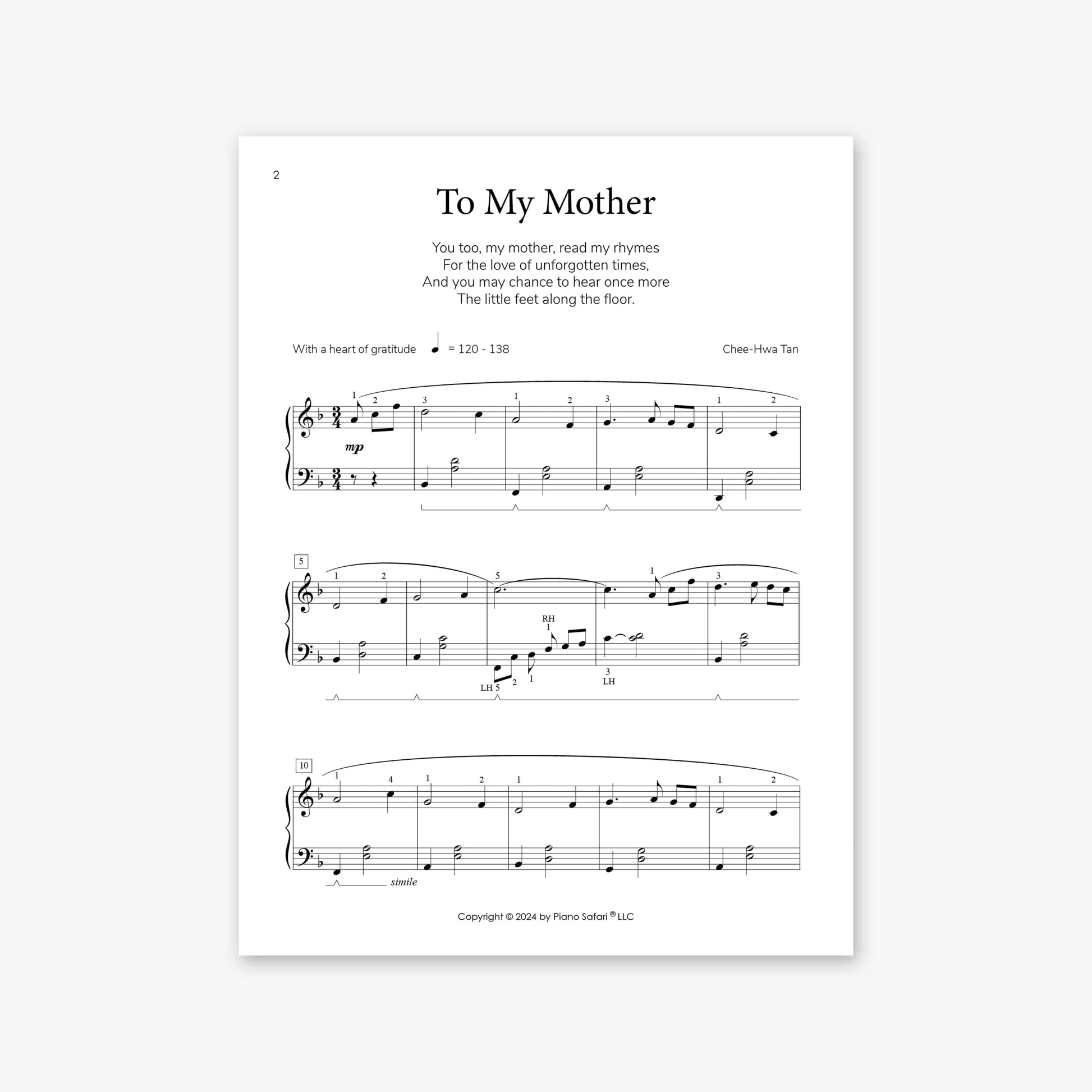 Piano Safari Supplements Sheets Intermediate To My Mother