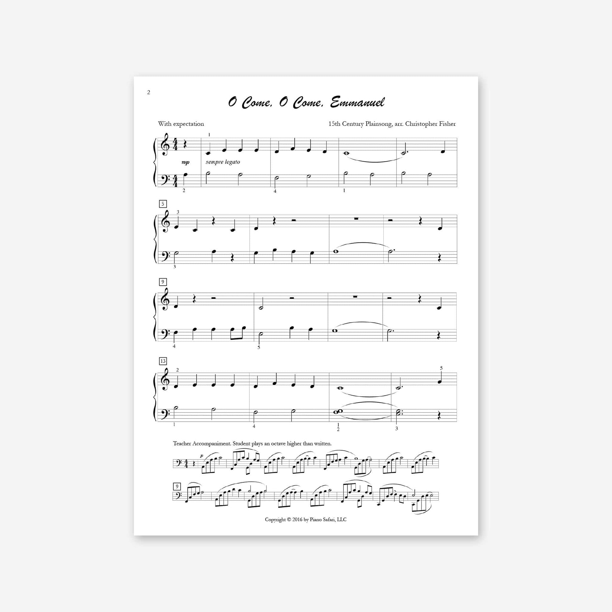 Piano Safari Supplements Sheets Elementary Holiday O Come O Come Emmanuel