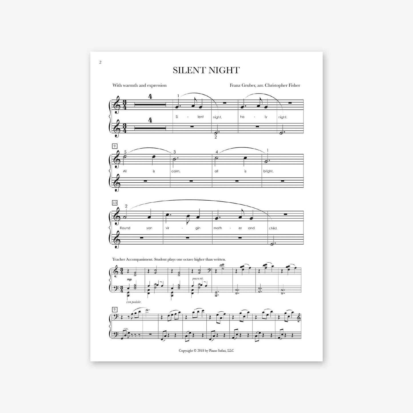 Piano Safari Supplements Sheets Elementary Holiday Silent Night