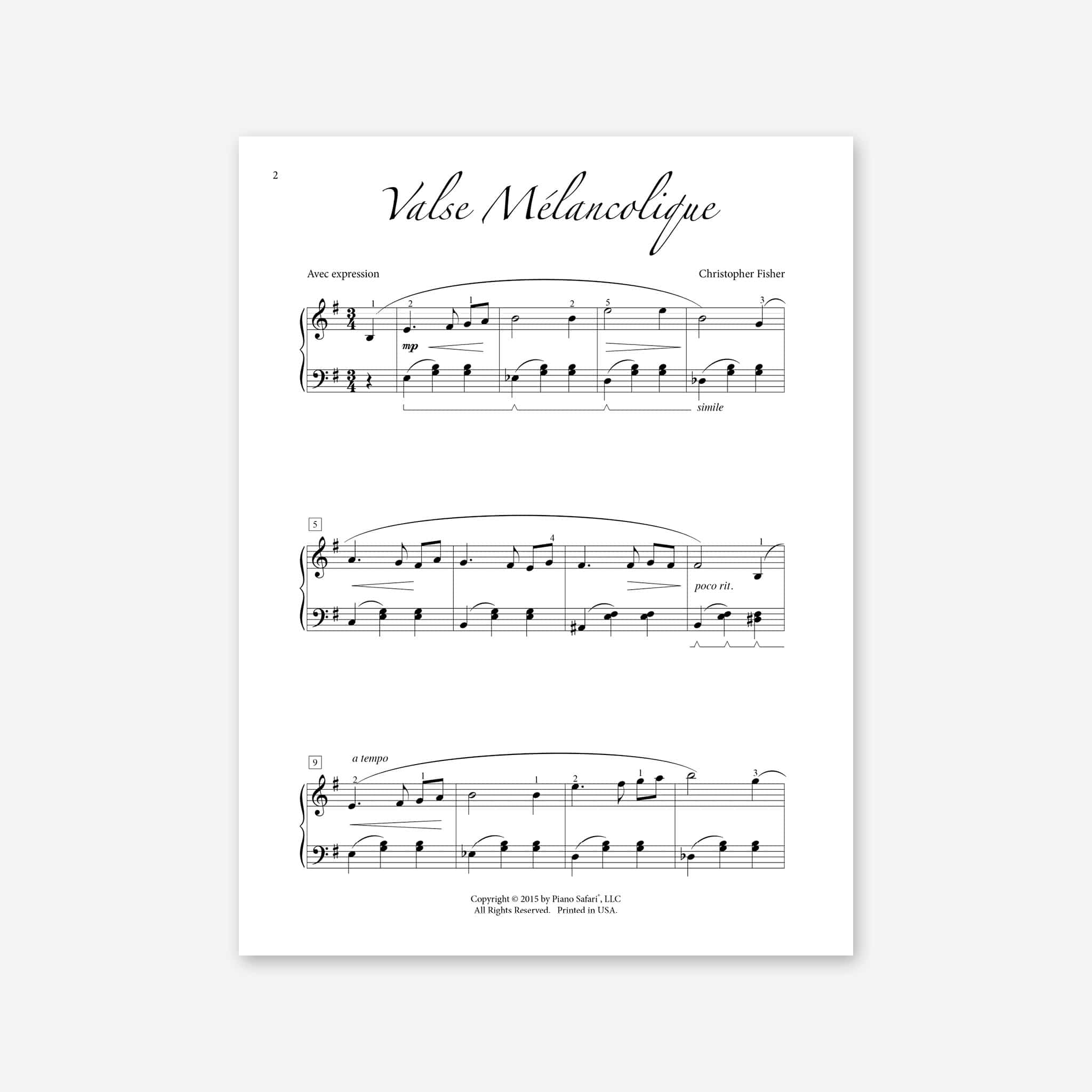 CELEMONIES D’AFLIQUE Valse Mélancolique – Piano Safari