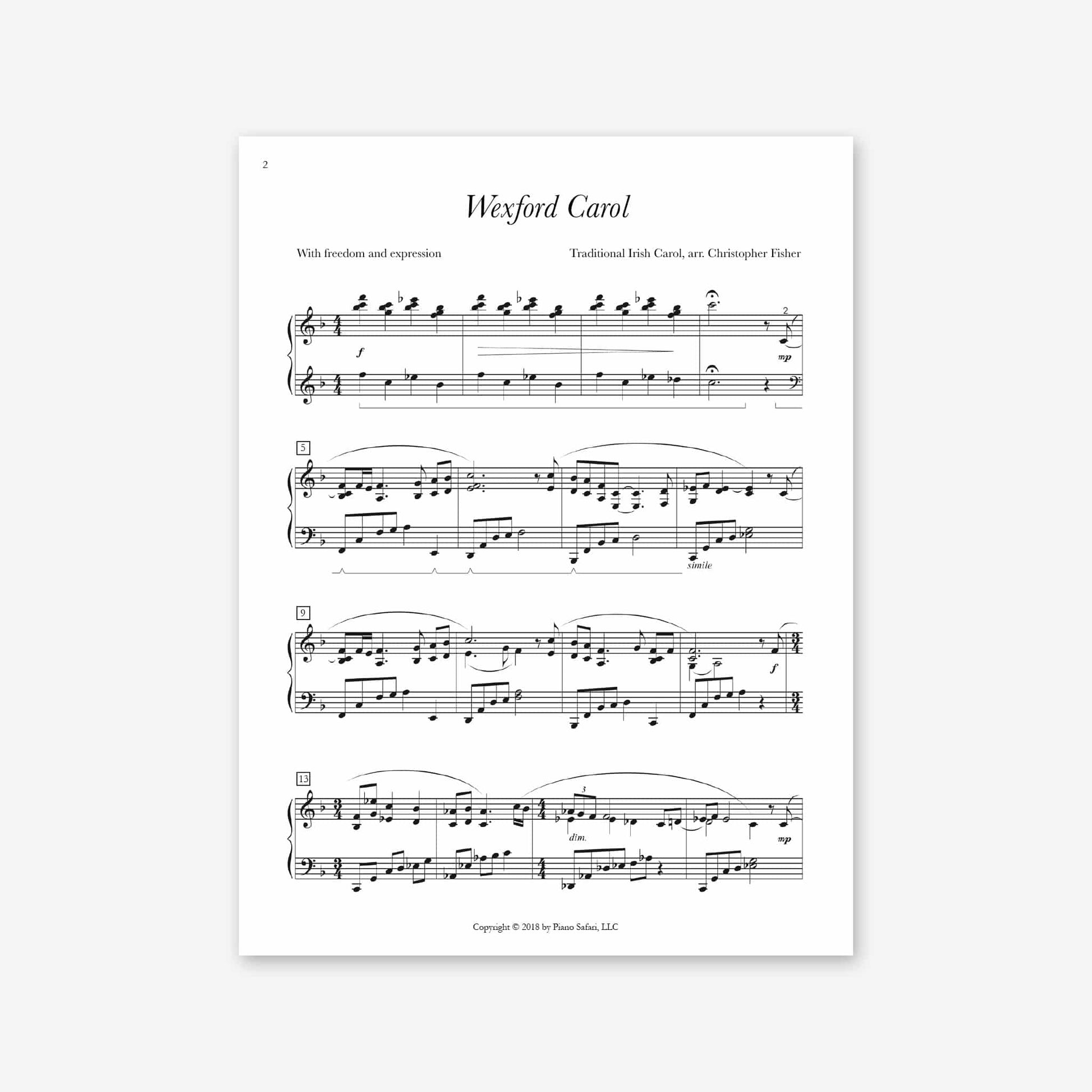 Piano Safari Supplements Sheets Late Intermediate Holiday Wexford Carol