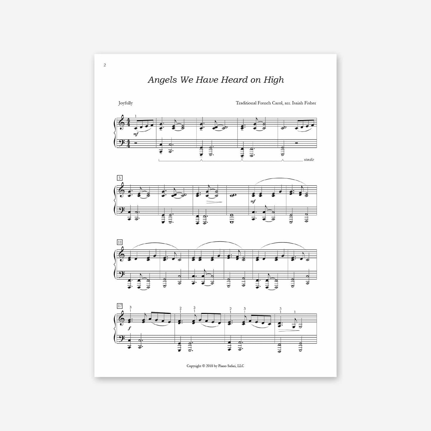 Piano Safari Supplements Sheets Early Intermediate Holiday Angels We Have Heard on High