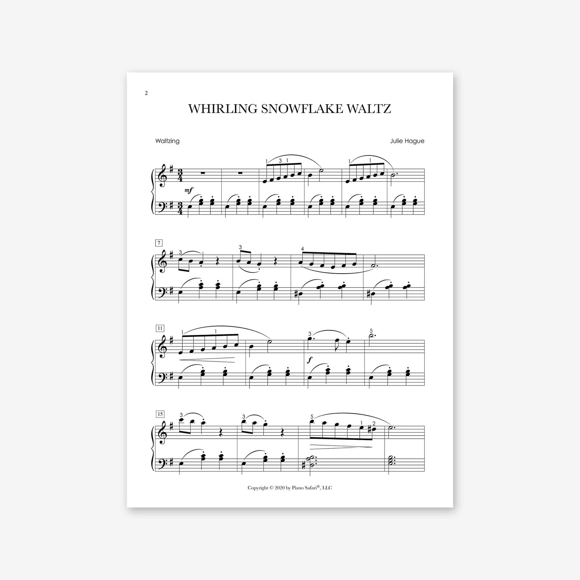 Piano Safari Supplements Sheets Late Elementary Whirling Snowflake Waltz
