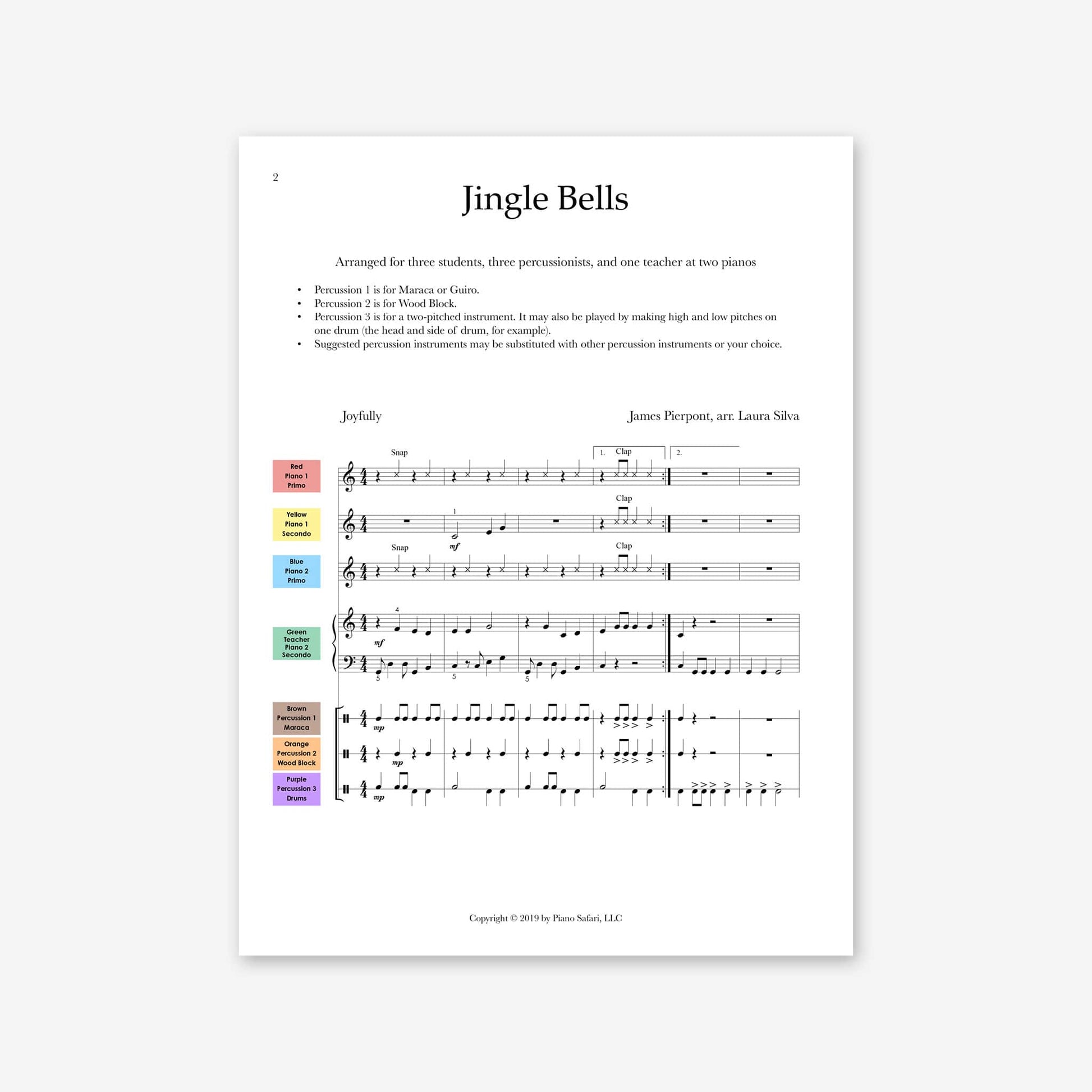 Piano Safari Supplements Ensembles Elementary Holiday Jingle Bells