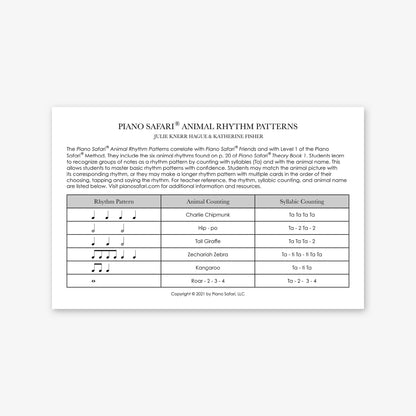 Piano Safari Method Supplements Children Friends & Level 1 Animal Rhythm Patterns