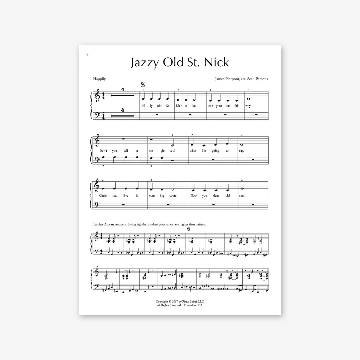 Piano Safari Supplements Sheets Early Elementary Holiday Jazzy Old St. Nick