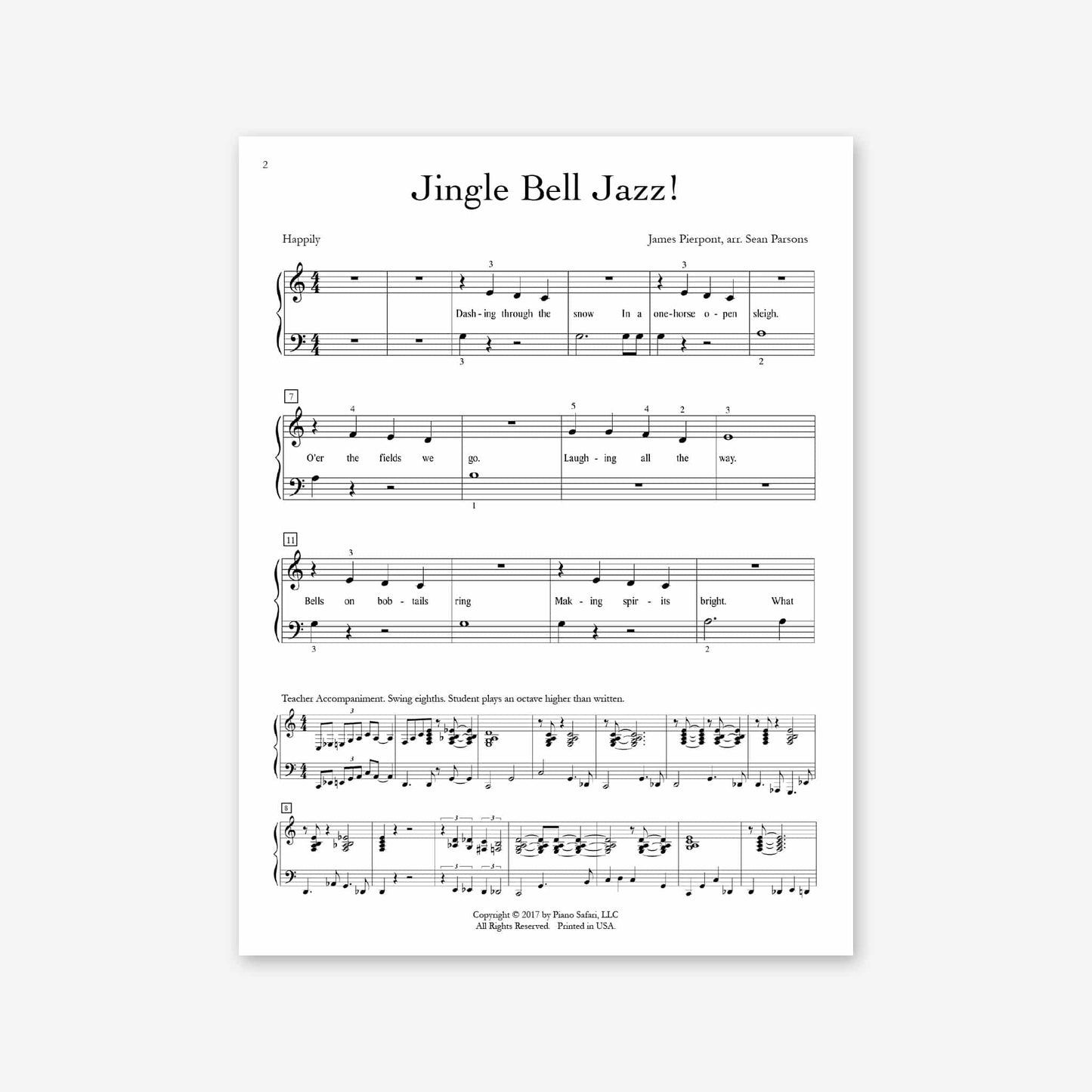 Piano Safari Supplements Sheets Early Elementary Holiday Jingle Bell Jazz