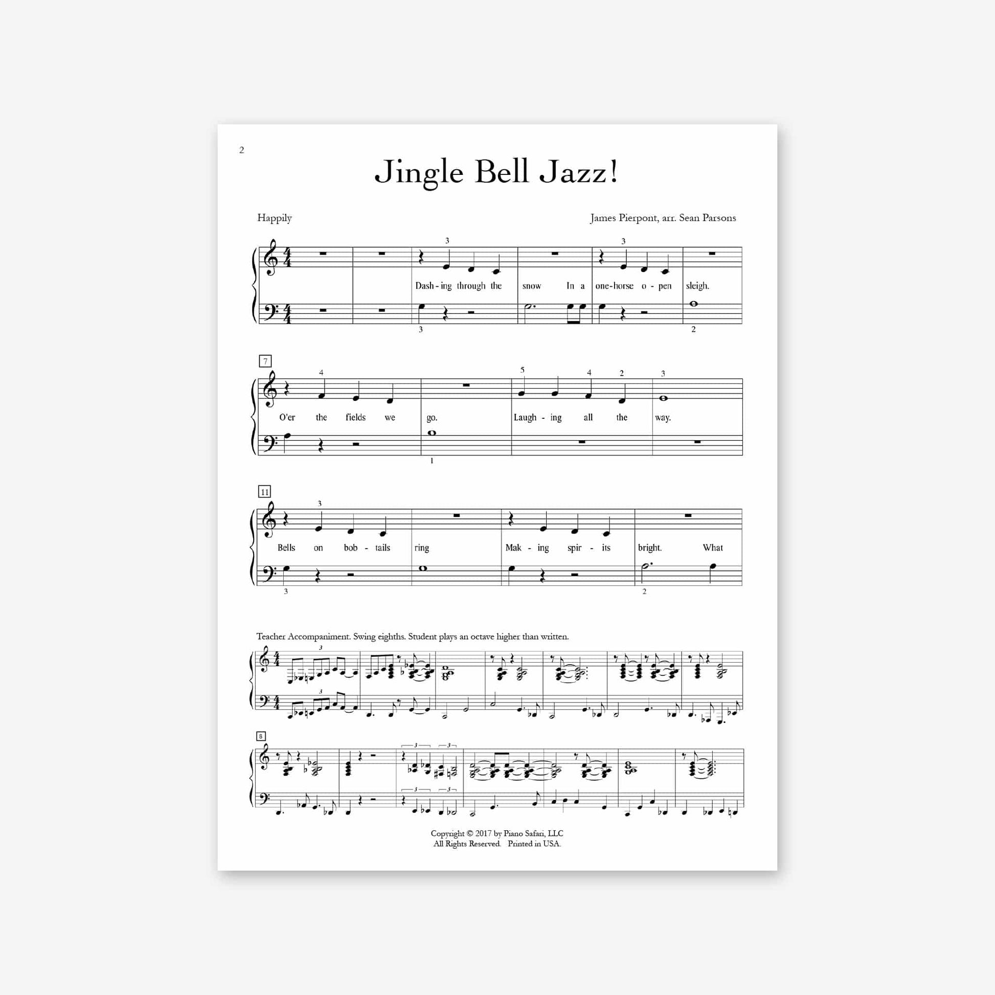 Piano Safari Supplements Sheets Early Elementary Holiday Jingle Bell Jazz