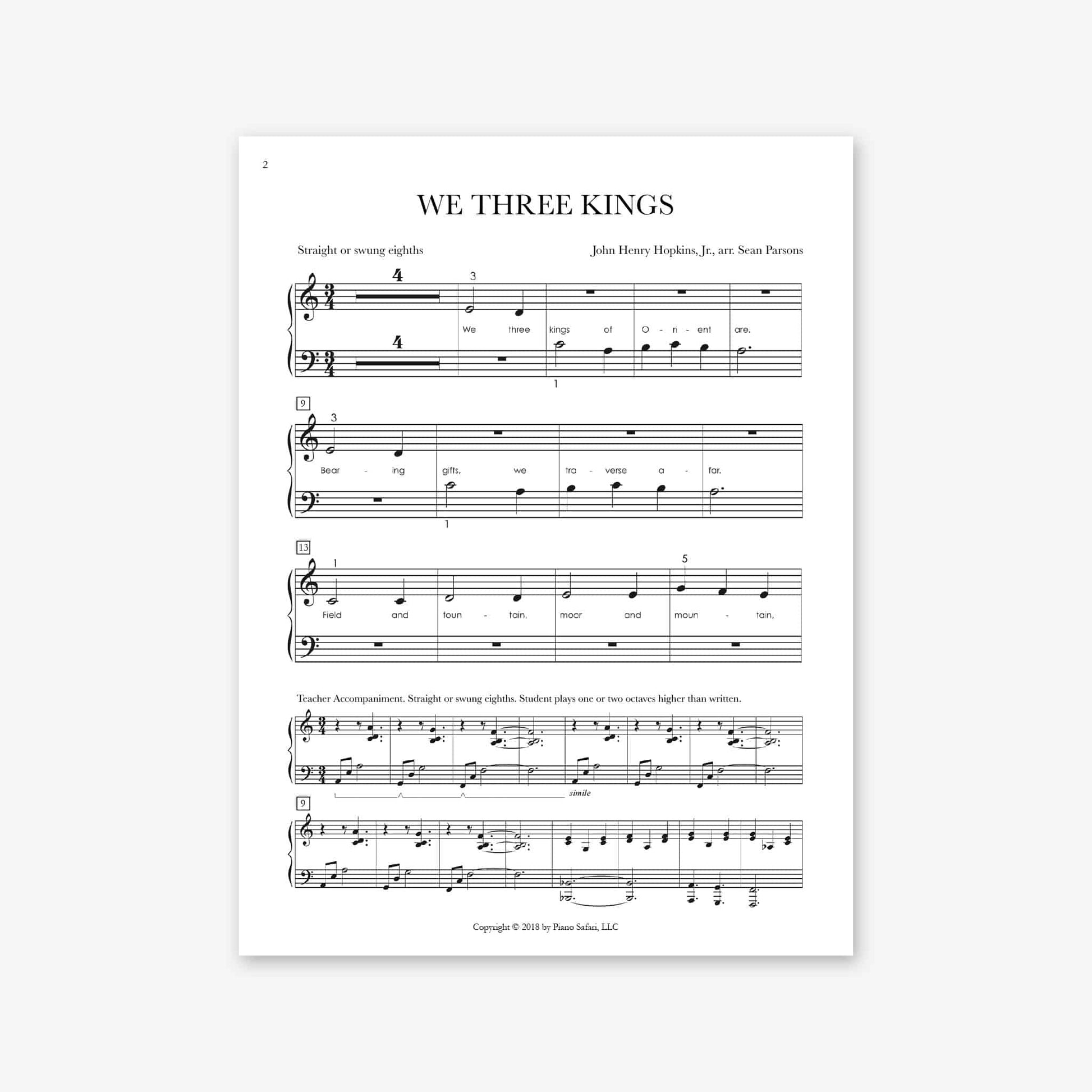 Piano Safari Supplements Sheets Early Elementary Holiday We Three Kings