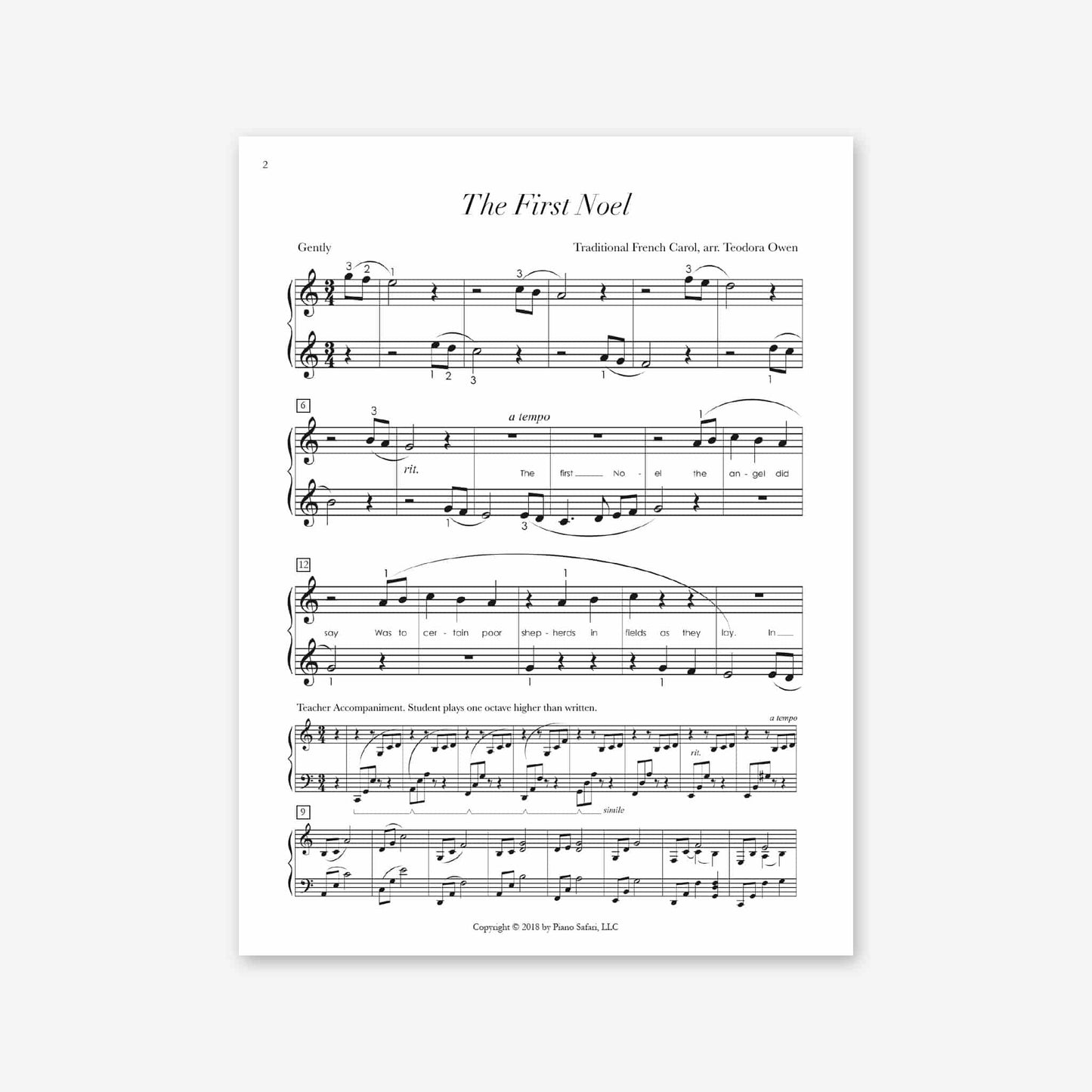 Piano Safari Supplements Sheets Elementary Holiday The First Noel